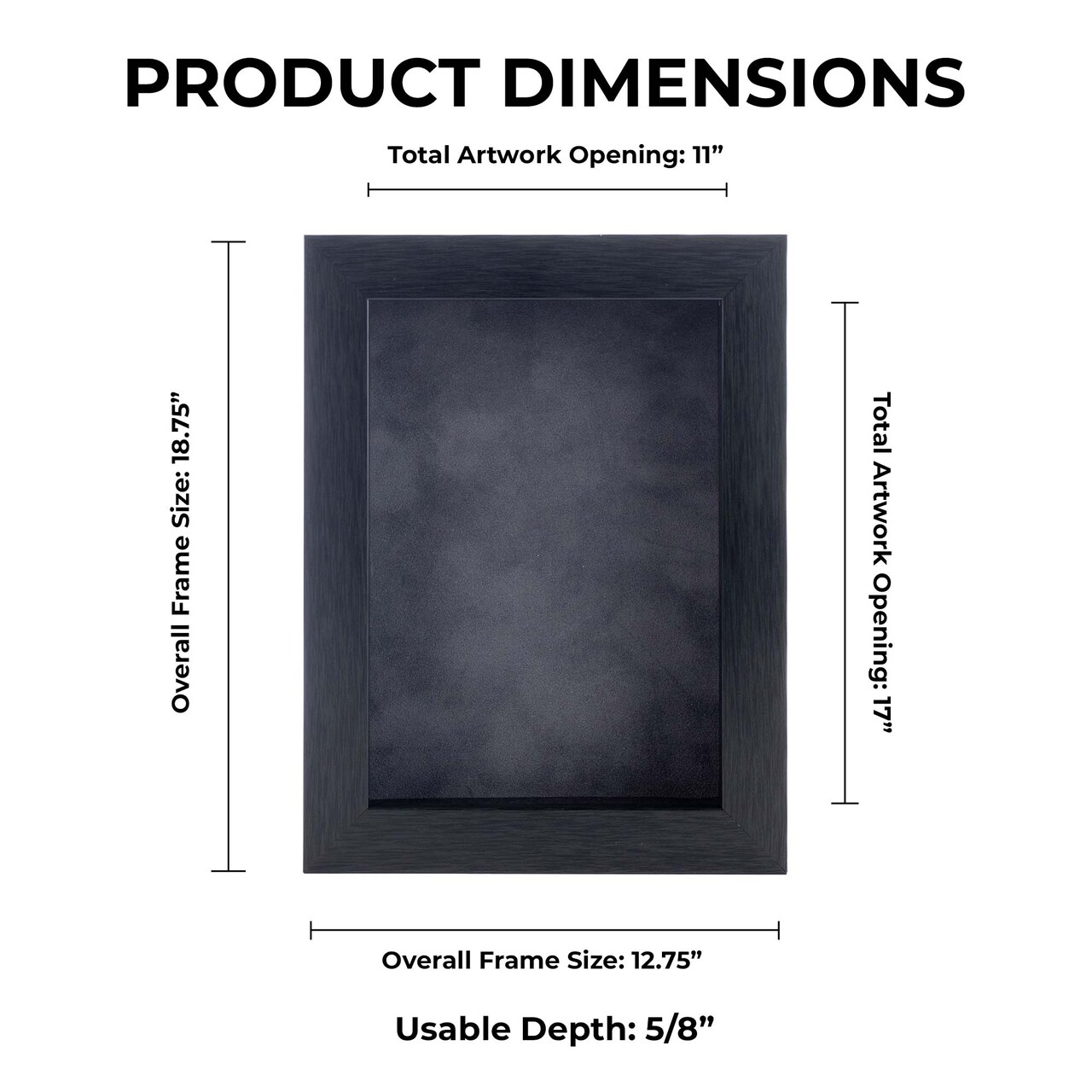 Elegant Charcoal Wood Shadow Box Frame with Acrylic Front - Dark Grey Suede Backing, 30 Sizes